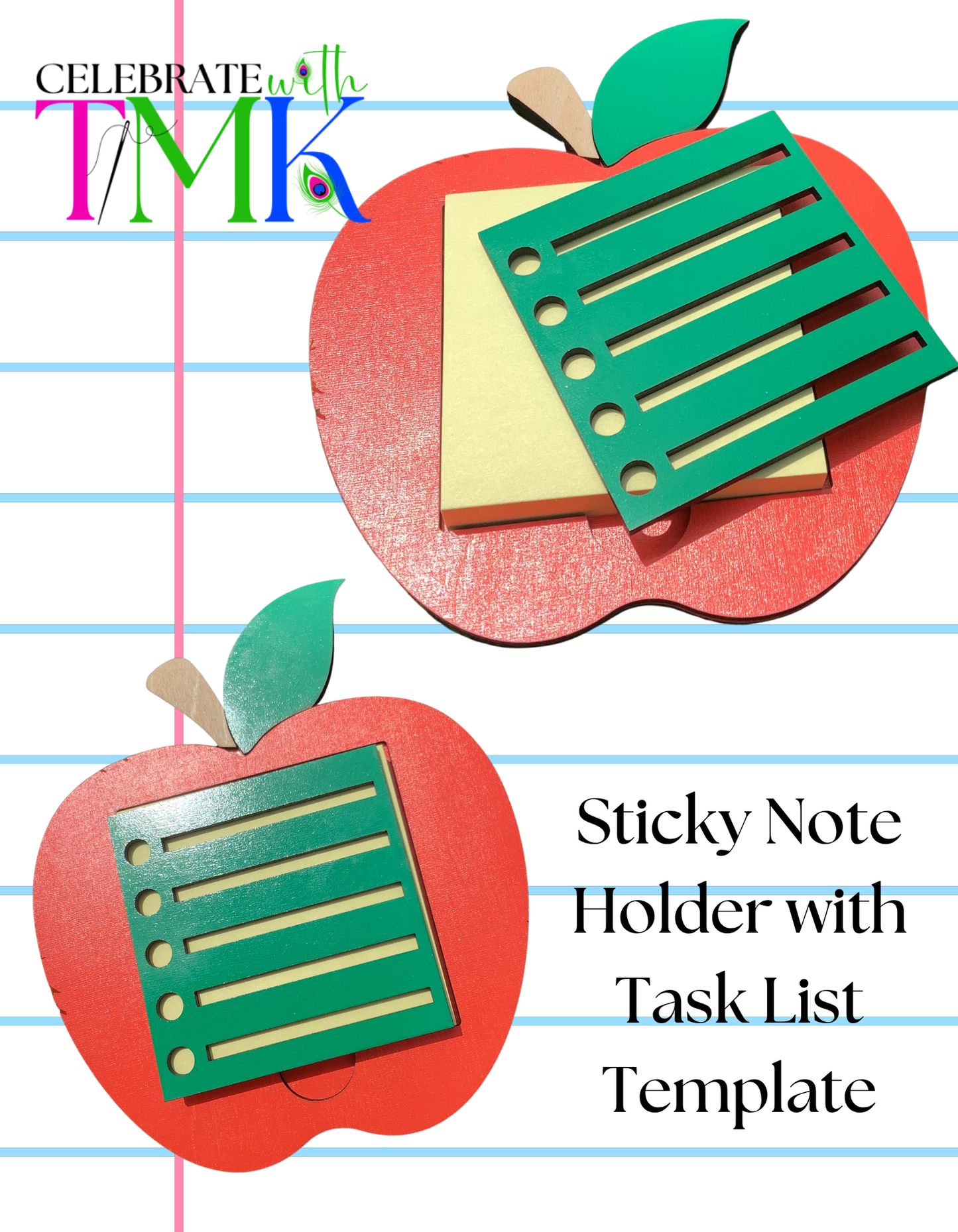 Apple Desk Organizer β Personalized Phone Stand & Post-It Note Holder | Tailor-Made Keepsakes