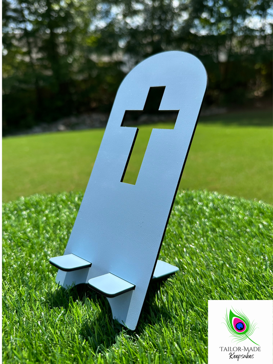 Chic Seat™ Faith Stand — Laser-Cut Cross Phone Holder | Tailormade Keepsakes