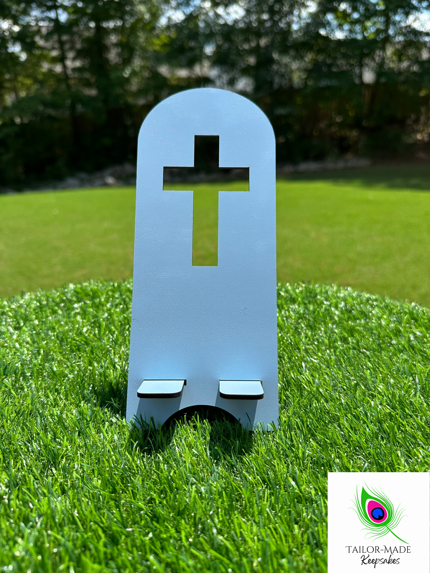 Chic Seat™ Faith Stand — Laser-Cut Cross Phone Holder | Tailormade Keepsakes