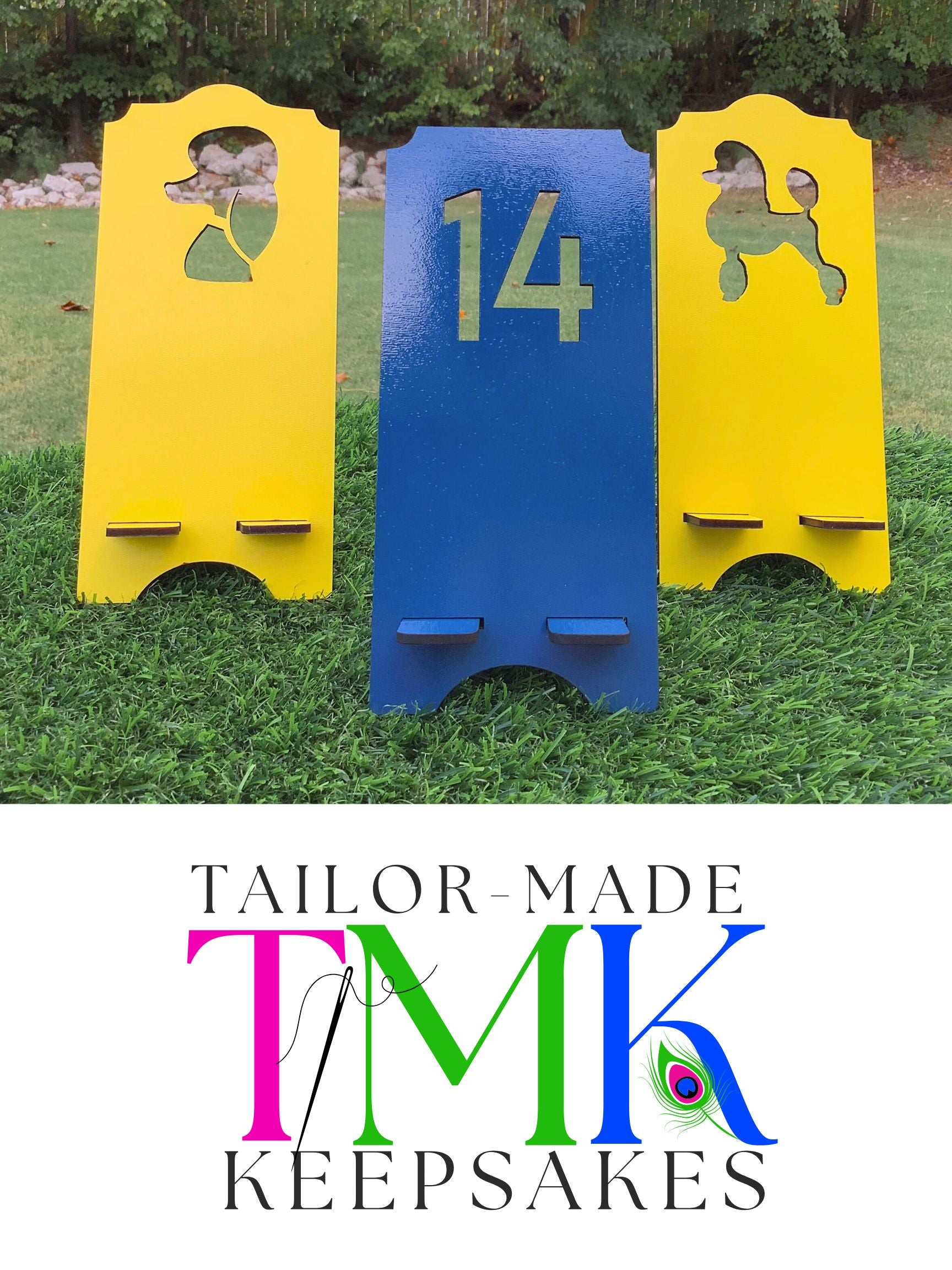 Yellow and blue cell phone stands and desk decor.
SGRHO inspired gift ideas