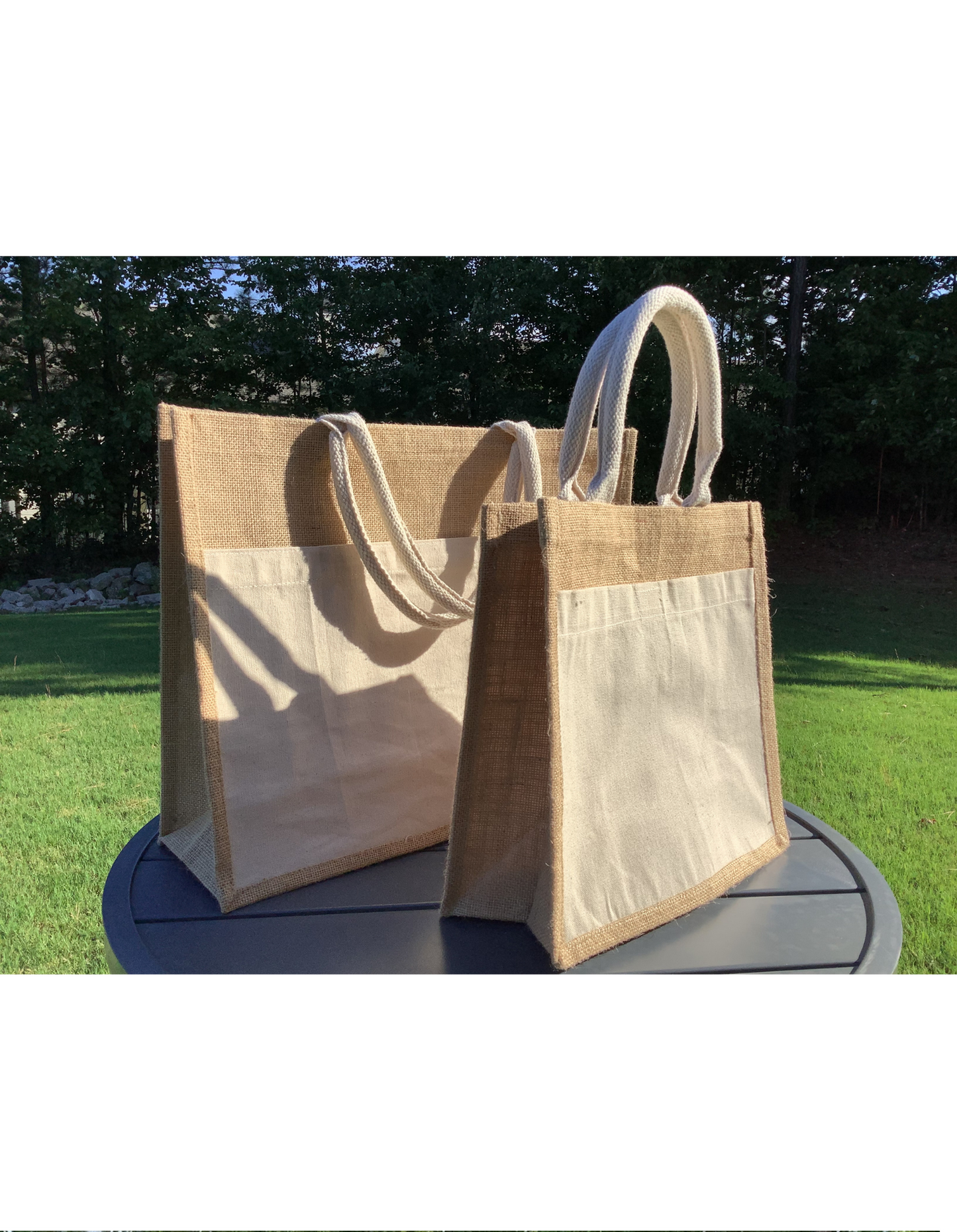 Jute Tote with linen pockets