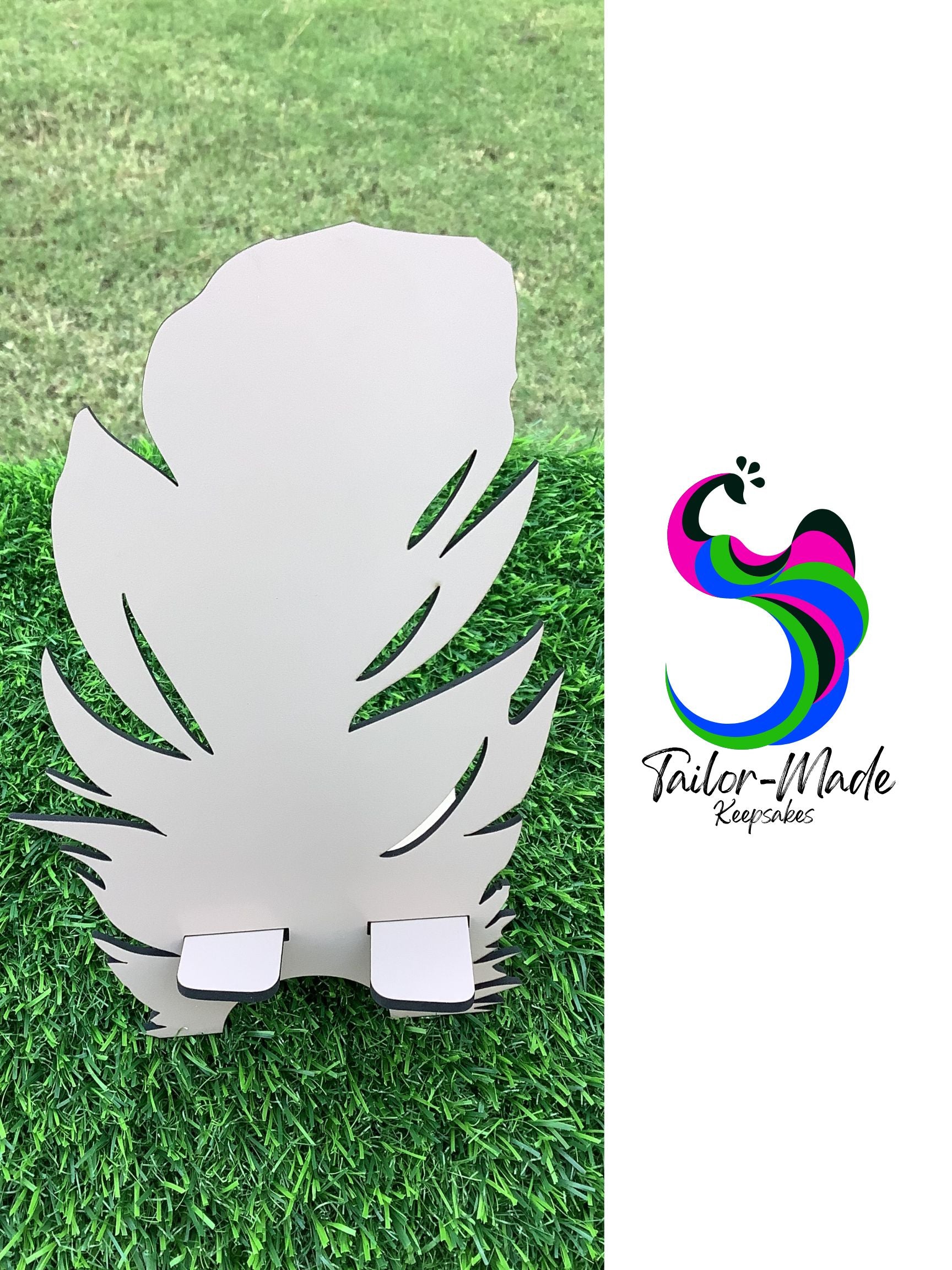 Peacock feather cell phone holder