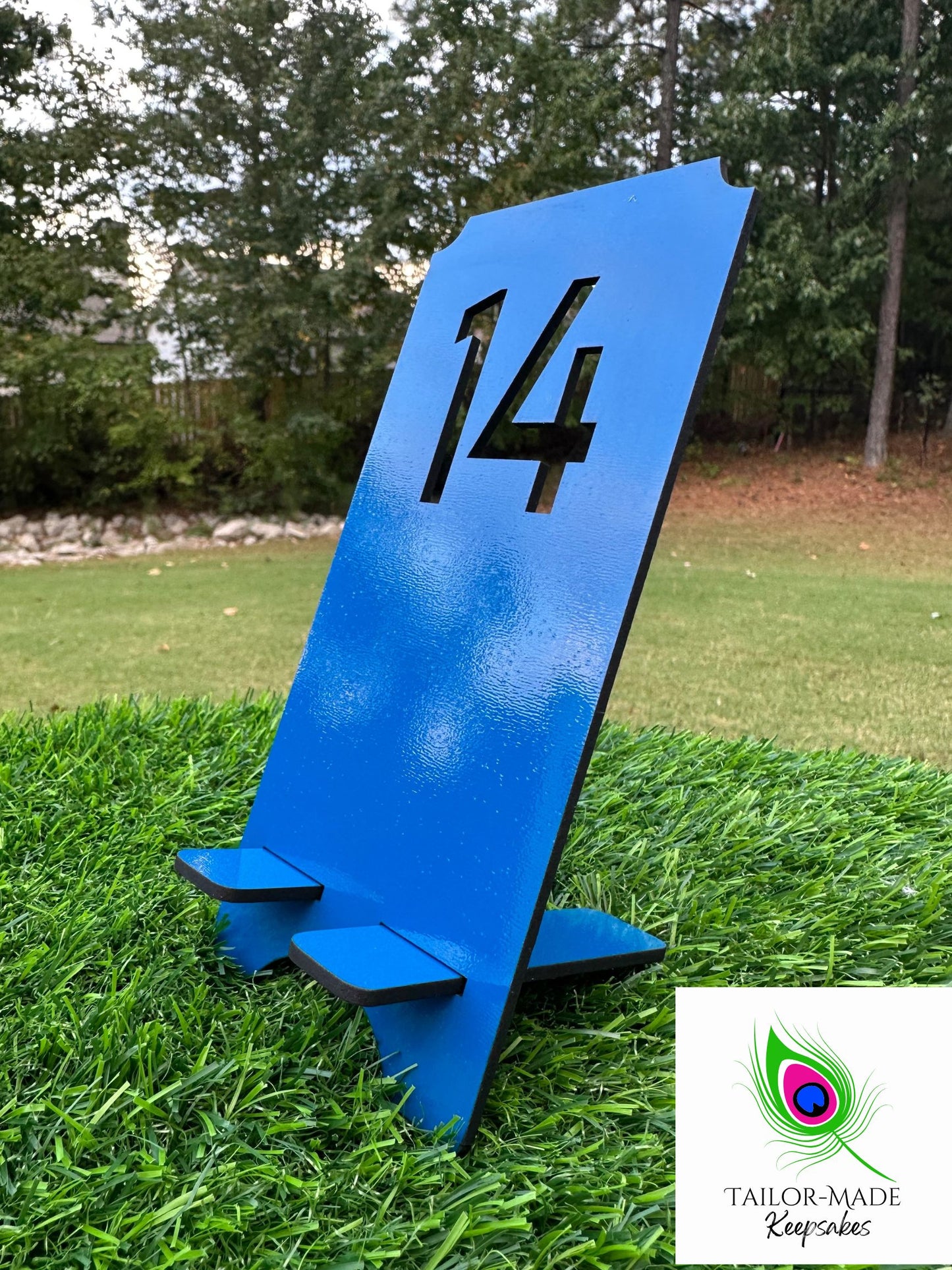 Probate gifts, Phone stand showcasing your line number.