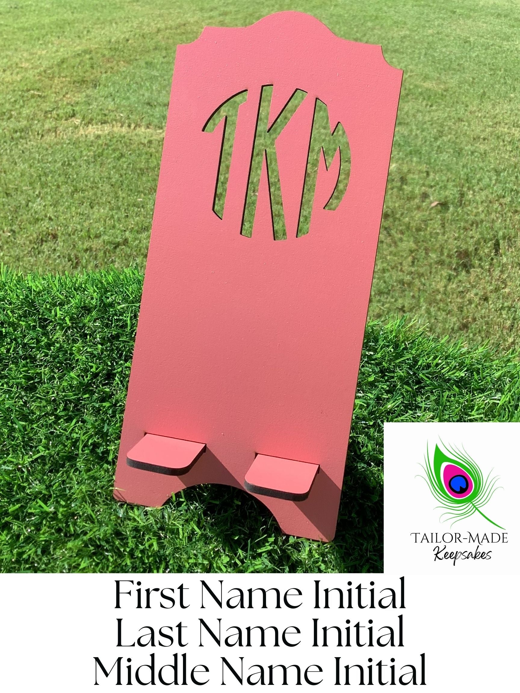 Monogrammed phone stand