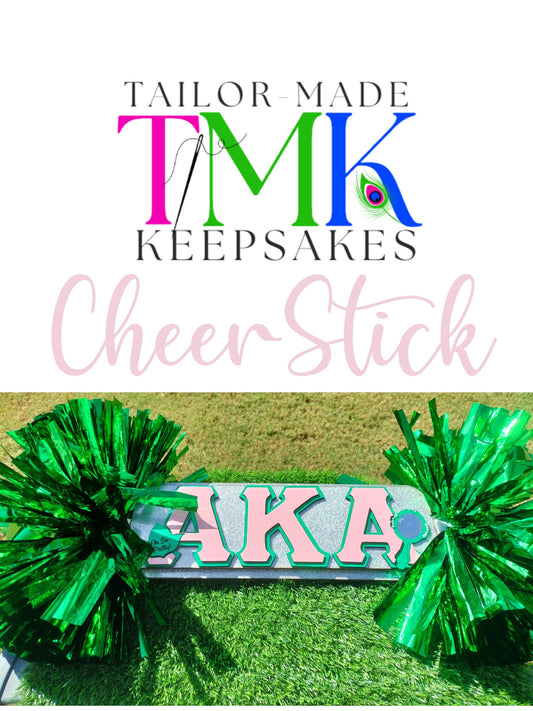 Pink green and silver cheer stick