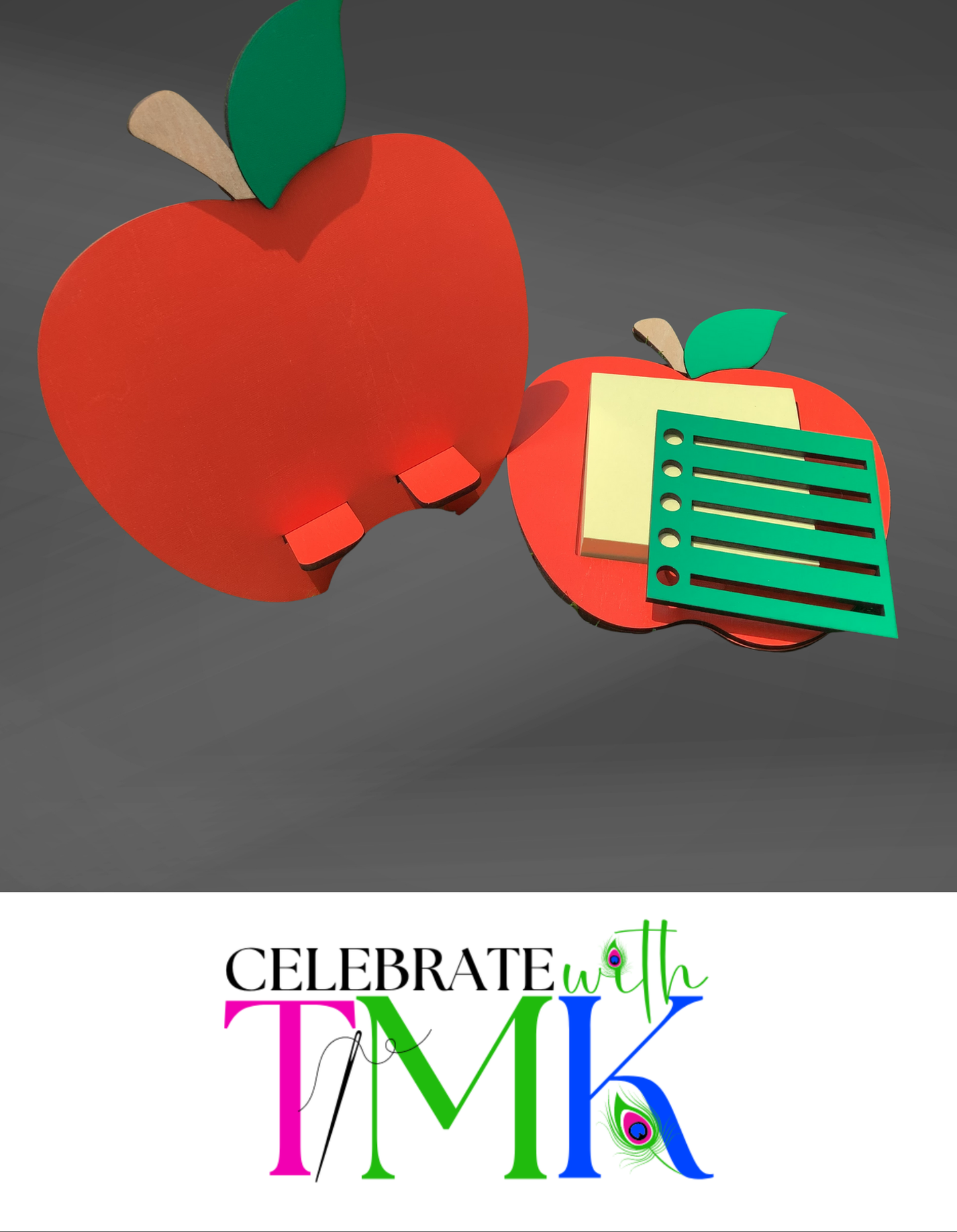 Apple phone holder MDF wood – personalized teacher gift

Sticky note holder apple shape – teacher appreciation gift

Apple desk organizer – back to school gift